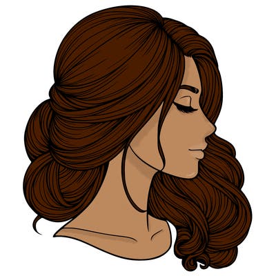 realistic woman's head & hair