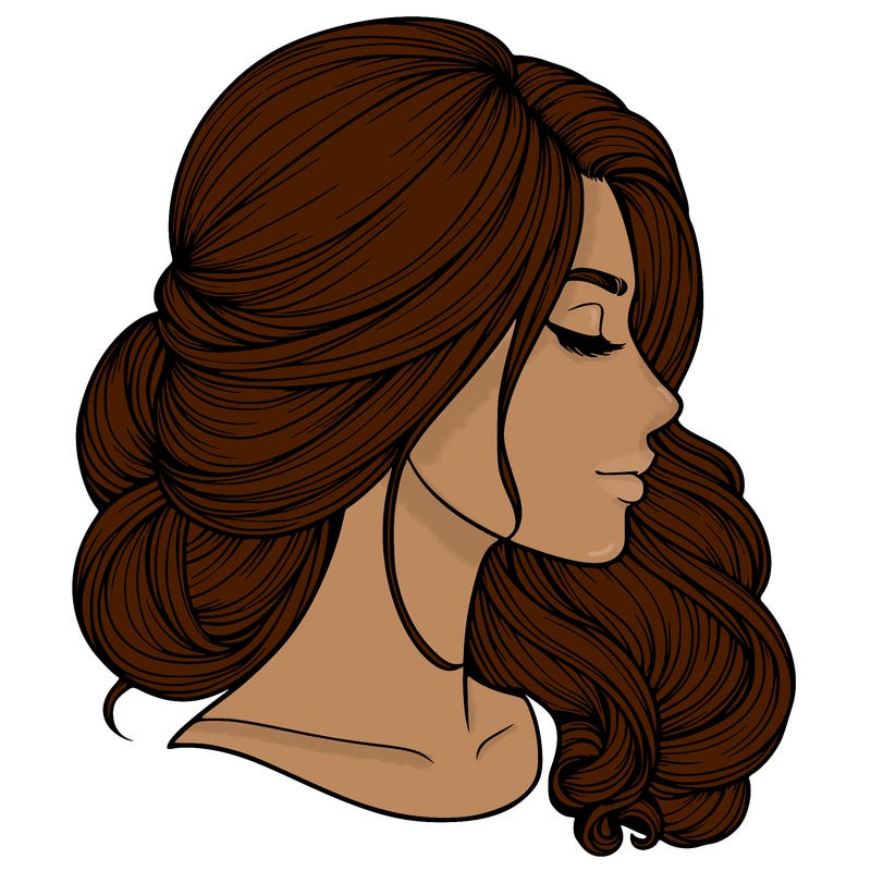 realistic woman's head & hair