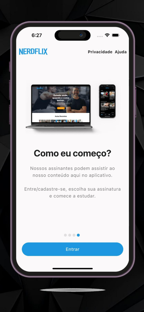 NERDFLIX - NERDFLIX mobile app onboarding screen showing fitness education content on multiple devices