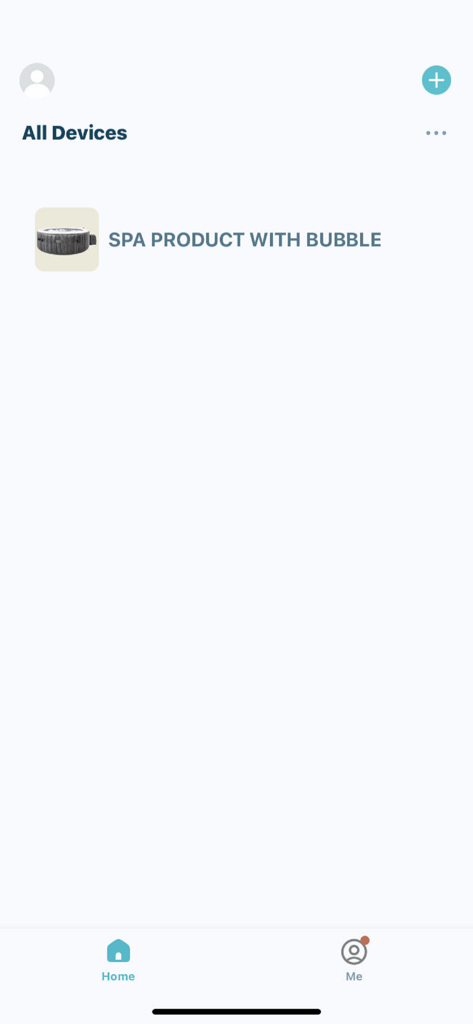 INTEX Link - INTEX Link mobile app interface showing the All Devices screen with a connected spa product listed.