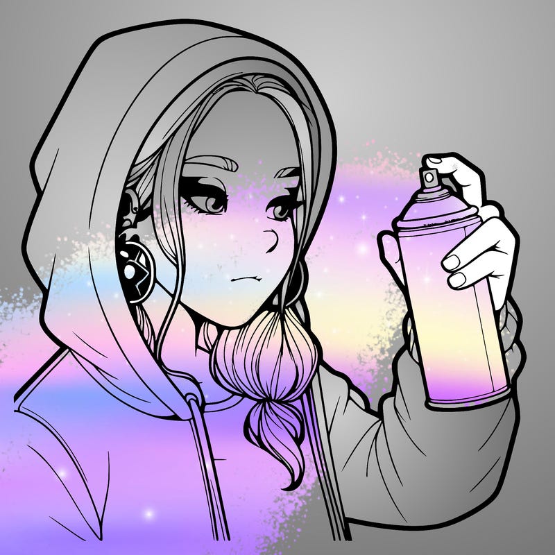a realistic girl, spray painting
