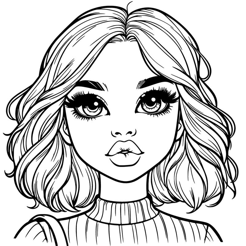 realistic girl with full lips and big eyes