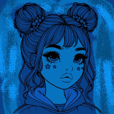 realistic girl with space buns
