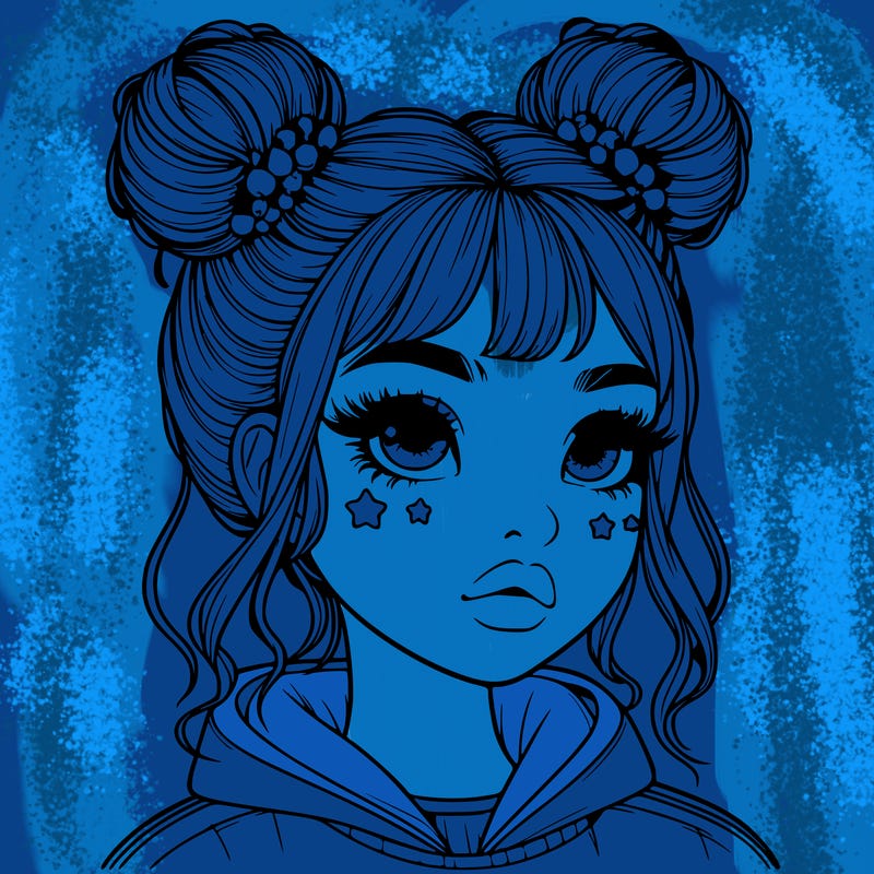 realistic girl with space buns