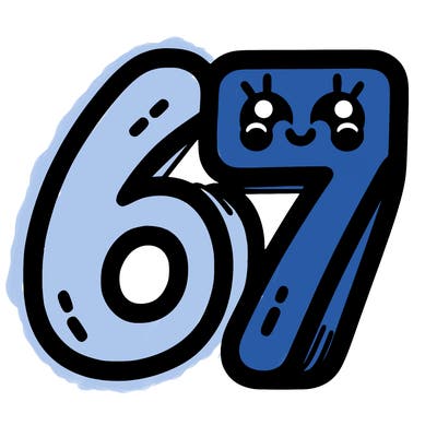 the numbers 67