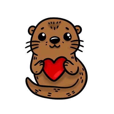 otter with a heart
