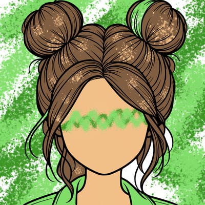 realistic girl with buns on the top of her hair