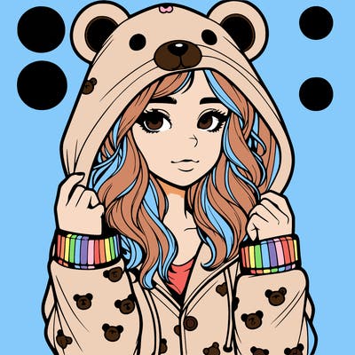 realistic girl in a animal pjs hoodie