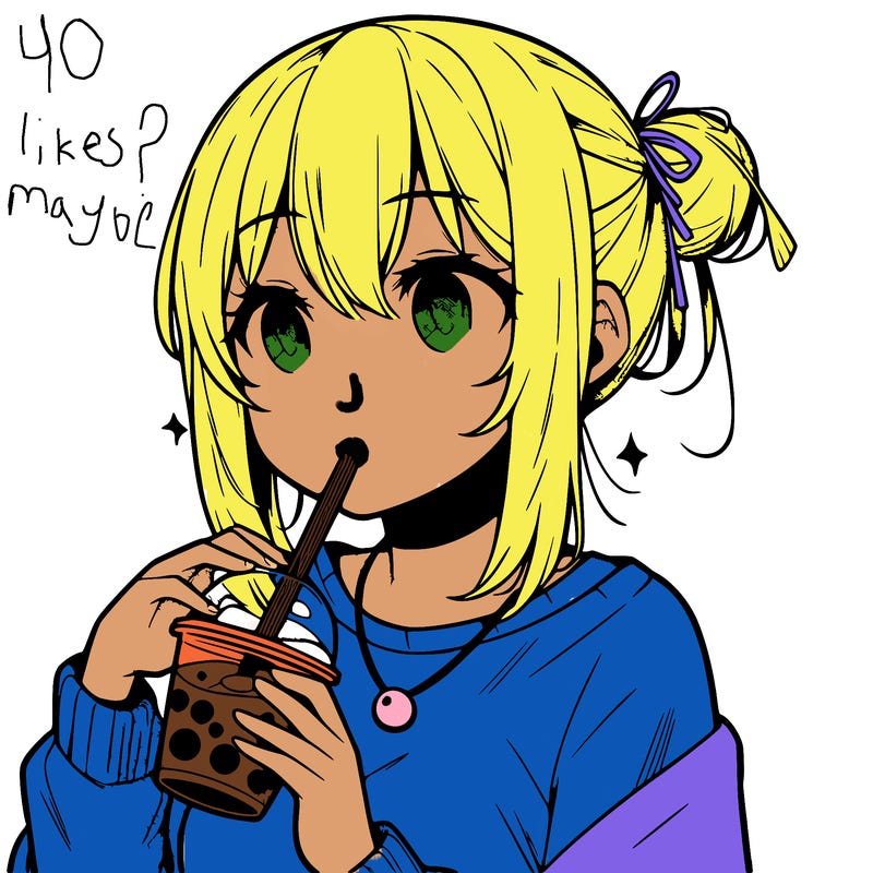 manga character drinking boba