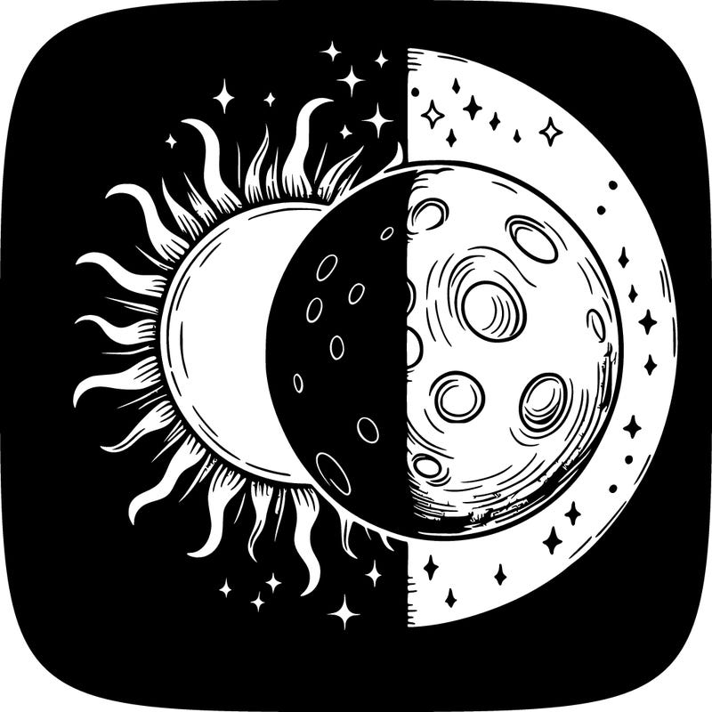 half sun, half moon, realistic drawing