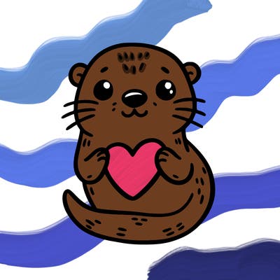 otter with a heart