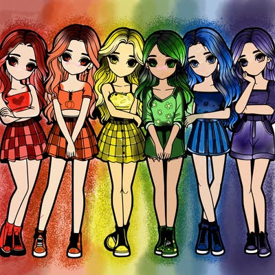 a group of girls realistic