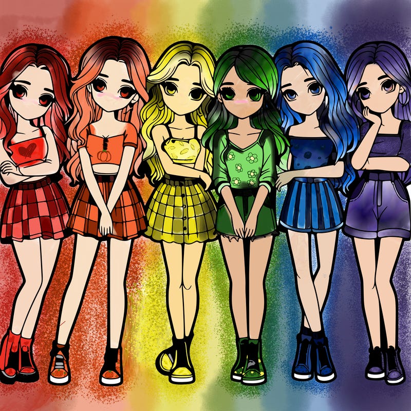 a group of girls realistic