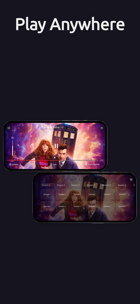 Daawo TV mobile app interface on iPhone featuring video playback and episode list