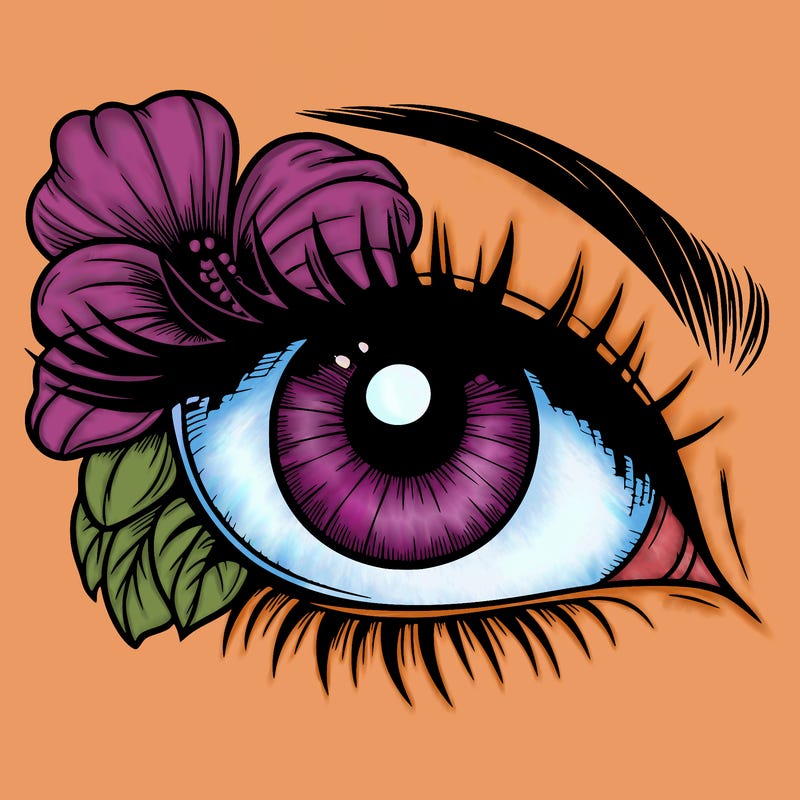 realistic eye with flower
