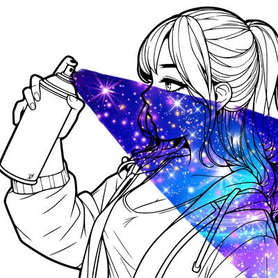 a realistic girl spray, painting