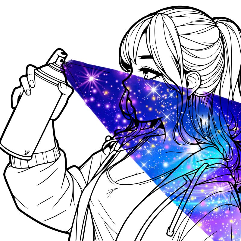 a realistic girl spray, painting