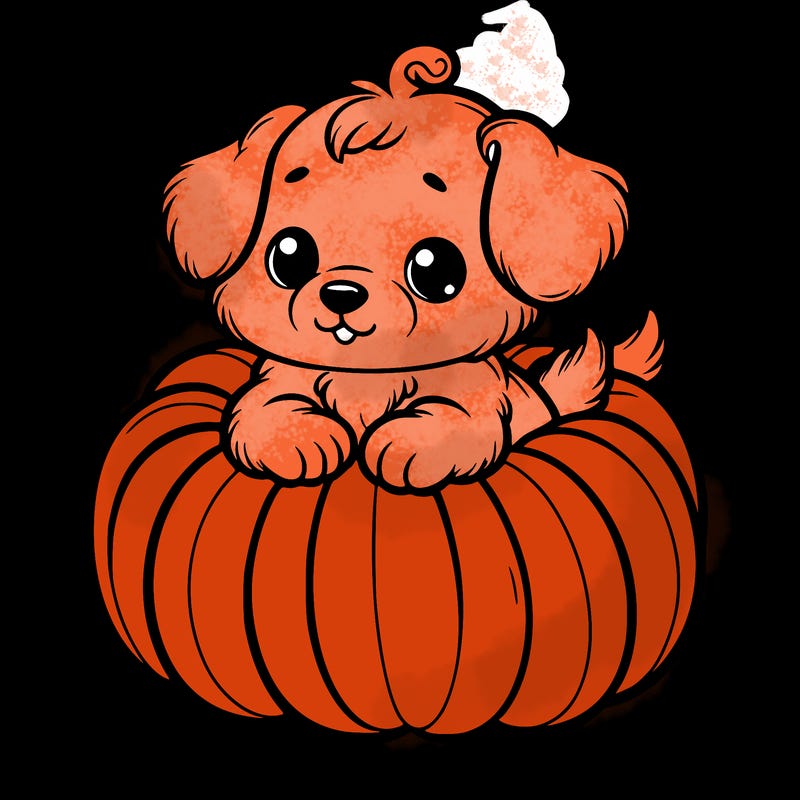 cute little puppy in a pumpkin