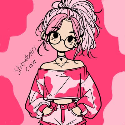 girl with a messy ponytail glasses a baggy crop top and jean shorts