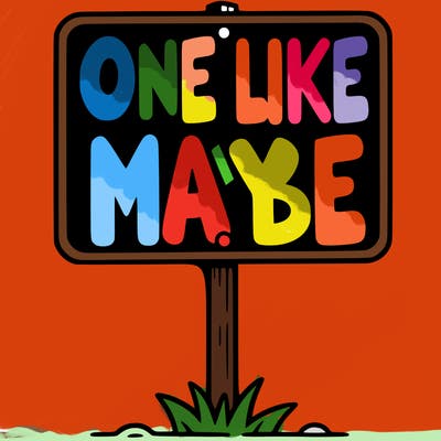a sign that says one like maybe