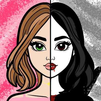 a woman divided in half