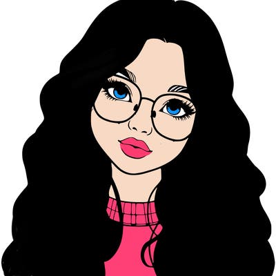 girl with long hair and freckles and glasses realistic