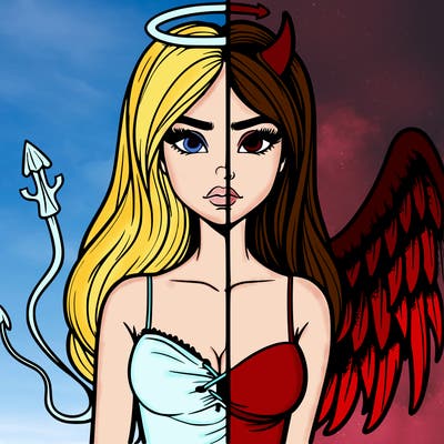 devil vs angel realistic girl