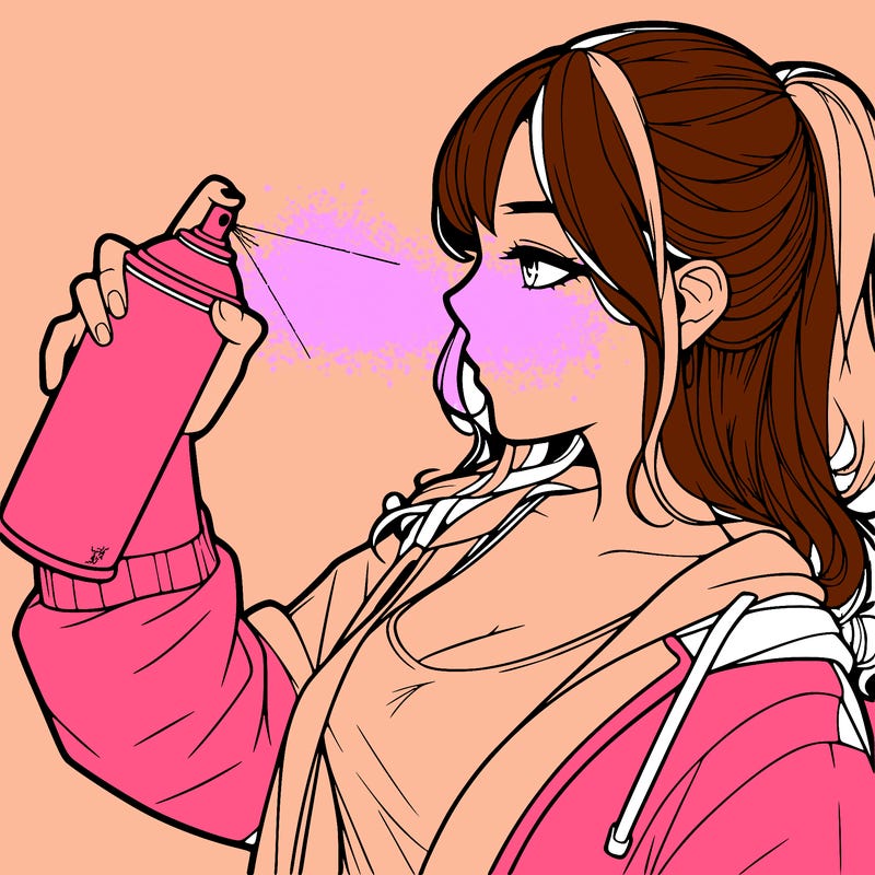 a realistic girl spray, painting