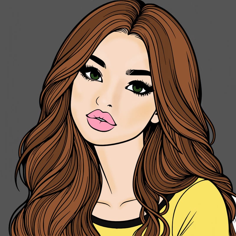 realistic girl with hair on her hair and lips