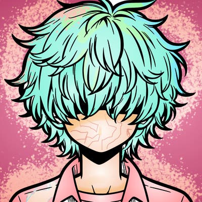 manga boy fluffy hair covering his eyes