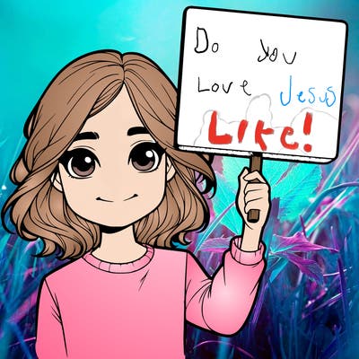 realistic girl holding up a sign