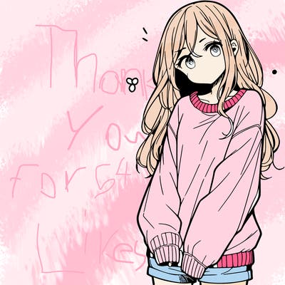 manga teen girl  in a sweater and baggy pants