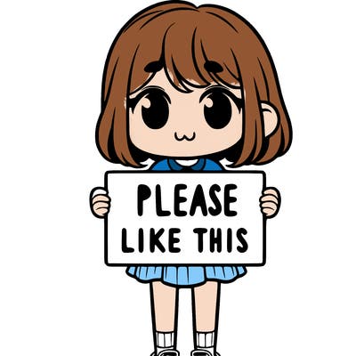 a girl holding a sign that says please like this one