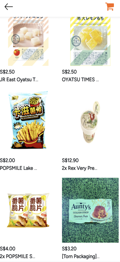 A display of various surplus and sustainable food products on the treatsure mobile app