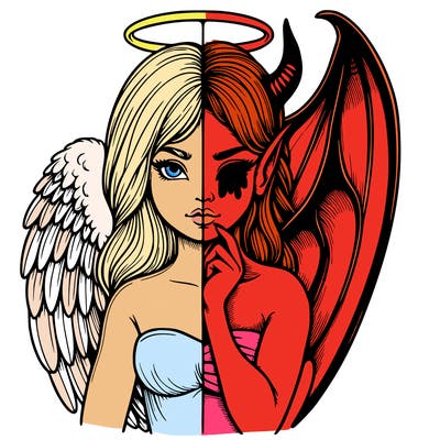 realistic angel half demon