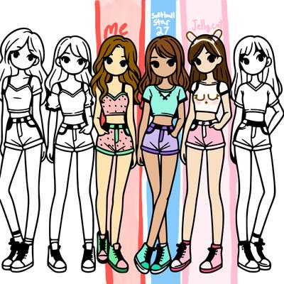 a group of girls wearing crop tops and shorts