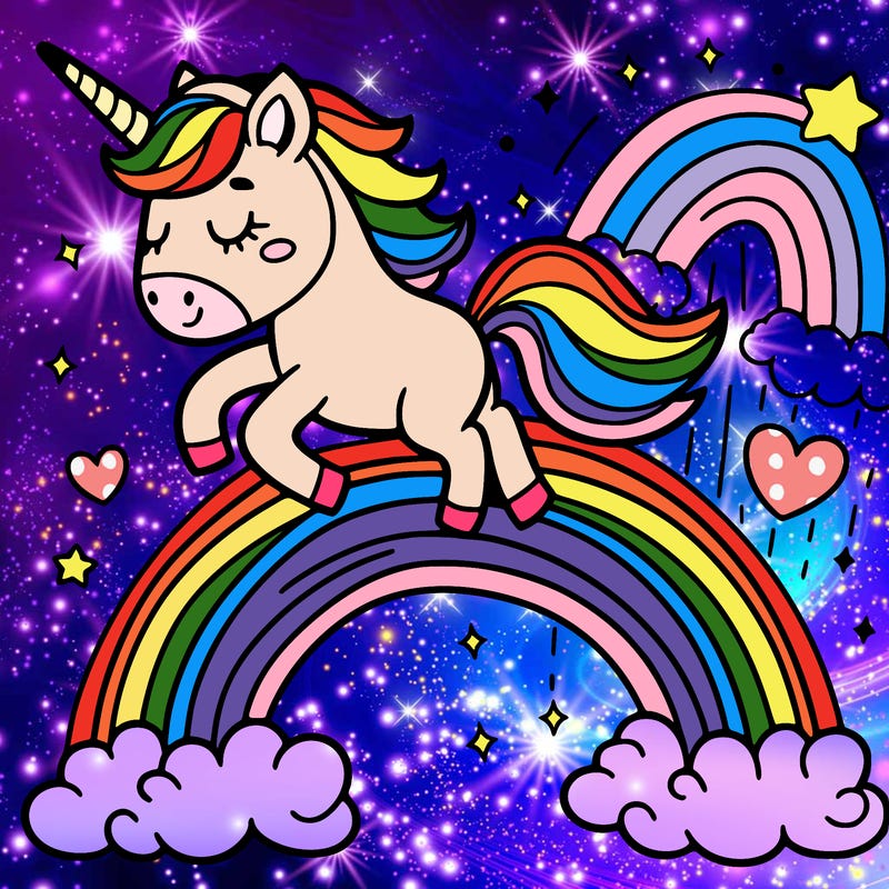 a unicorn on a rainbow