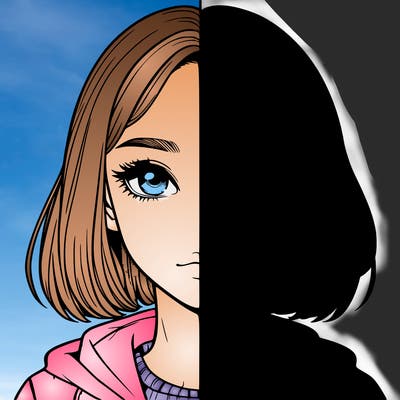 split realistic girl