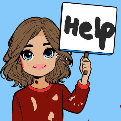 realistic girl holding up a sign