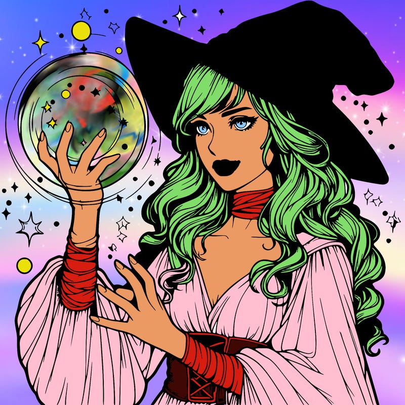 realistic women sorcerer using magic