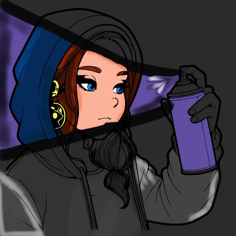 a realistic girl, spray painting