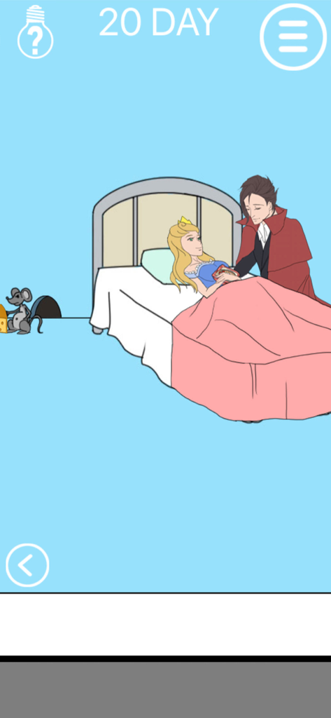 Hidden my ramen by mom 2 - A level in Hidden my ramen by mom 2 featuring a princess in bed holding a pack of ramen and a prince character standing beside her.