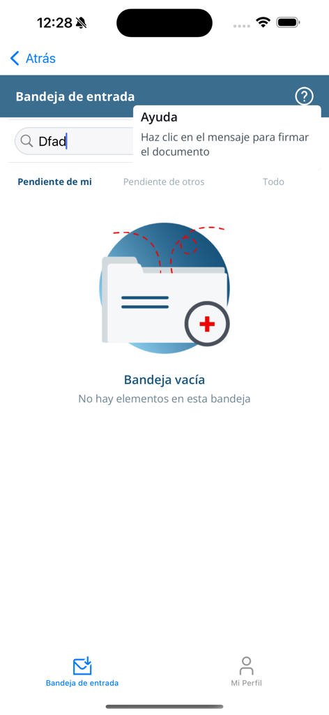 SealSign - SealSign mobile app dashboard showing an empty digital signature inbox