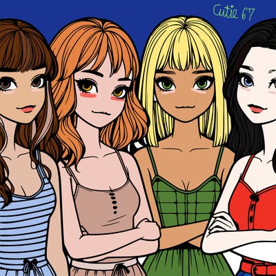 four realistic girls