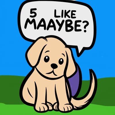 a puppy that says 5 like maybe