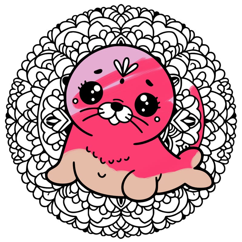 a cute baby seal mandala
