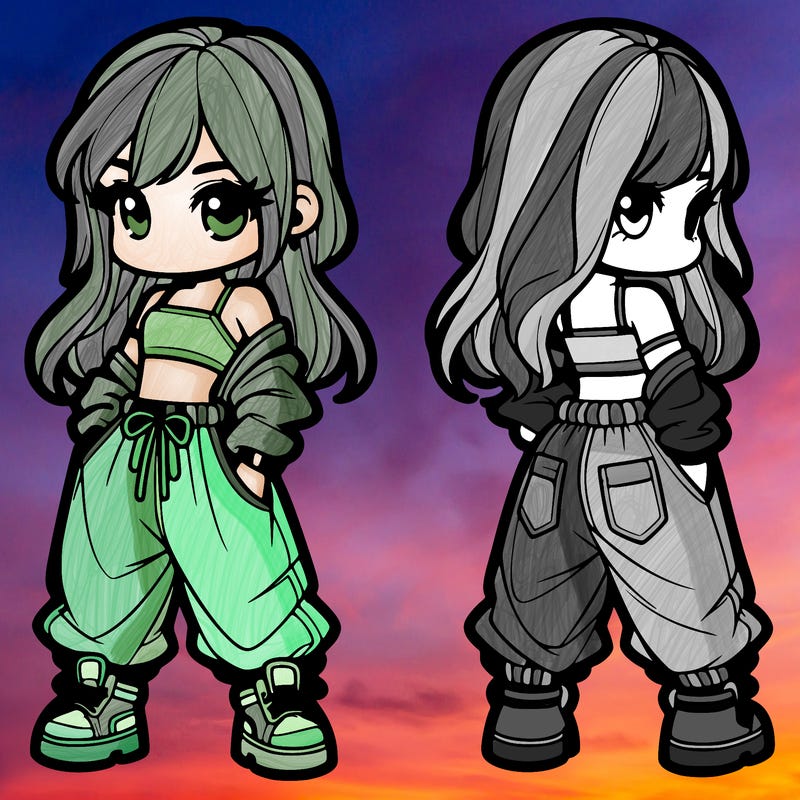 girl in crop top and baggy pants