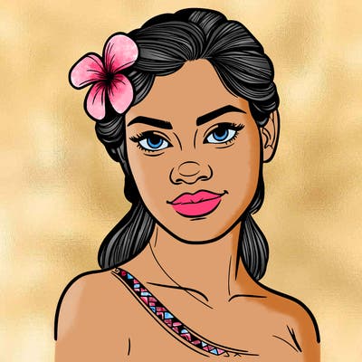 a realistic polynesian woman with a samoan pacific look and a taupou