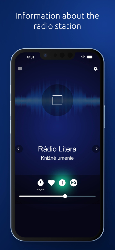 SK Radio - SK Radio App-Oberfläche mit Wiedergabeinformationen für Radio Litera