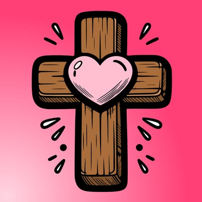 christian cross with heart